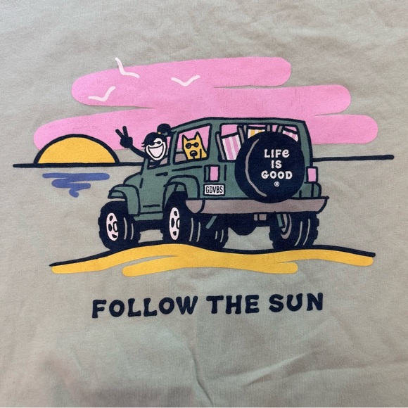 Life Is Good Light Green Short Sleeve Tee - Picture 2 of 6